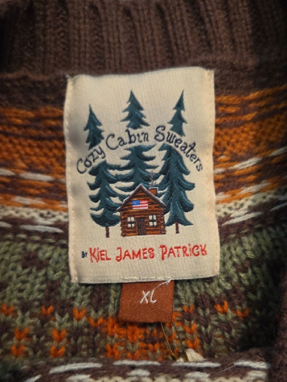 Kiel James Patrick Brown & Orange Fair Isle Cabin Sweater - Picture 2 of 5